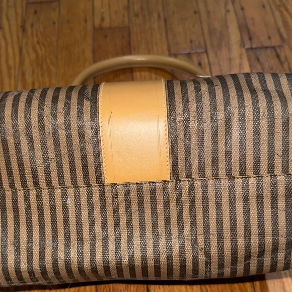 Fendi Black and Tan Striped Satchel PROJECT - Picture 3 of 8